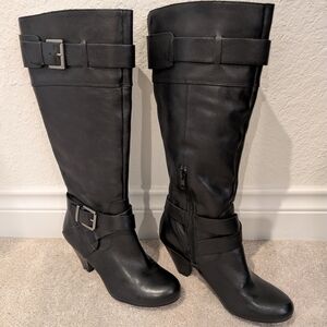 Arturo Chiang Black Knee-High Leather Boots